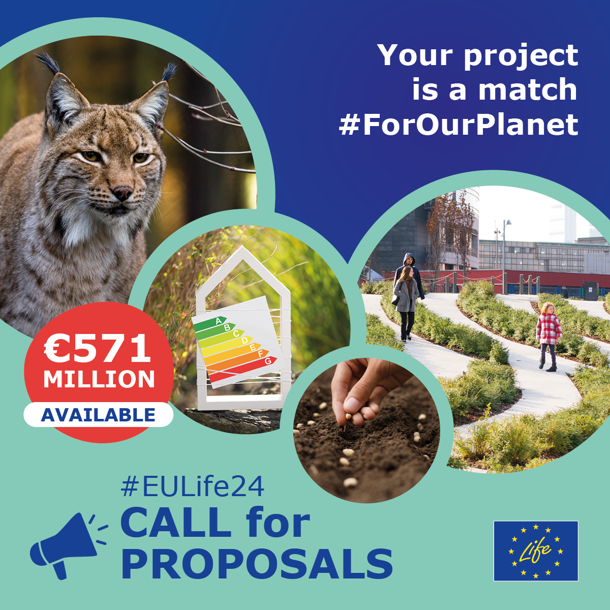 Do you know that €571 million are now available for #LIFEproject proposals? The new #EULife24 call is focusing on: 🐋Nature protection 🌍Circular economy ⛈️Climate action 💡Clean energy More info on the call & info days👉 europa.eu/!nHJnY4