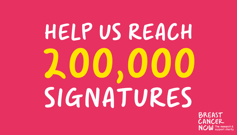 BreastCancerNow's tweet photo. Almost there! We're now in touching distance of 200,000 signatures on our #EnhertuEmergency petition.

Please continue spreading the word to help give women with HER2-low secondary breast cancer the hope of more time.

https://t.co/rkQe1lmZSr https://t.co/4yMKT1XmJO