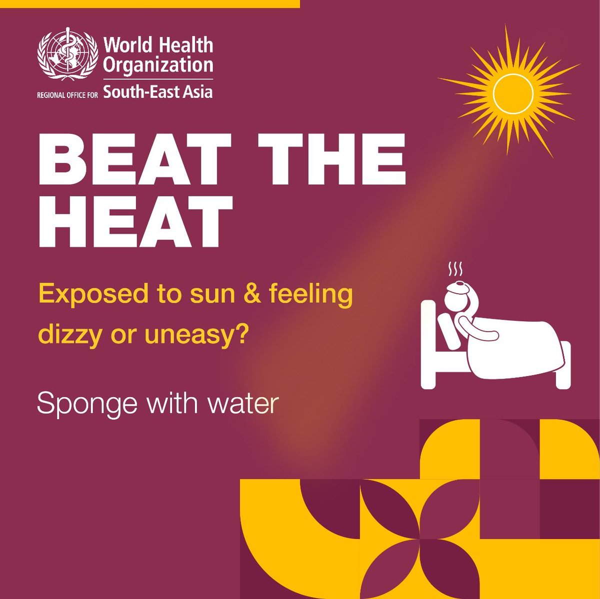 If you’ve been exposed to the sun ☀️ and feel uneasy, sponge your body with water.