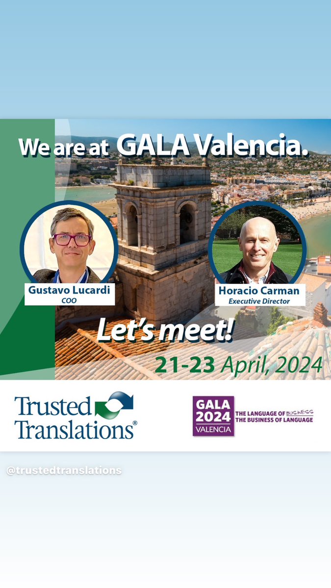 Trusted Translations will be present at Globalization and Localization Association (GALA). #GALAValencia <a href="/GALA_Global/">GALA</a>