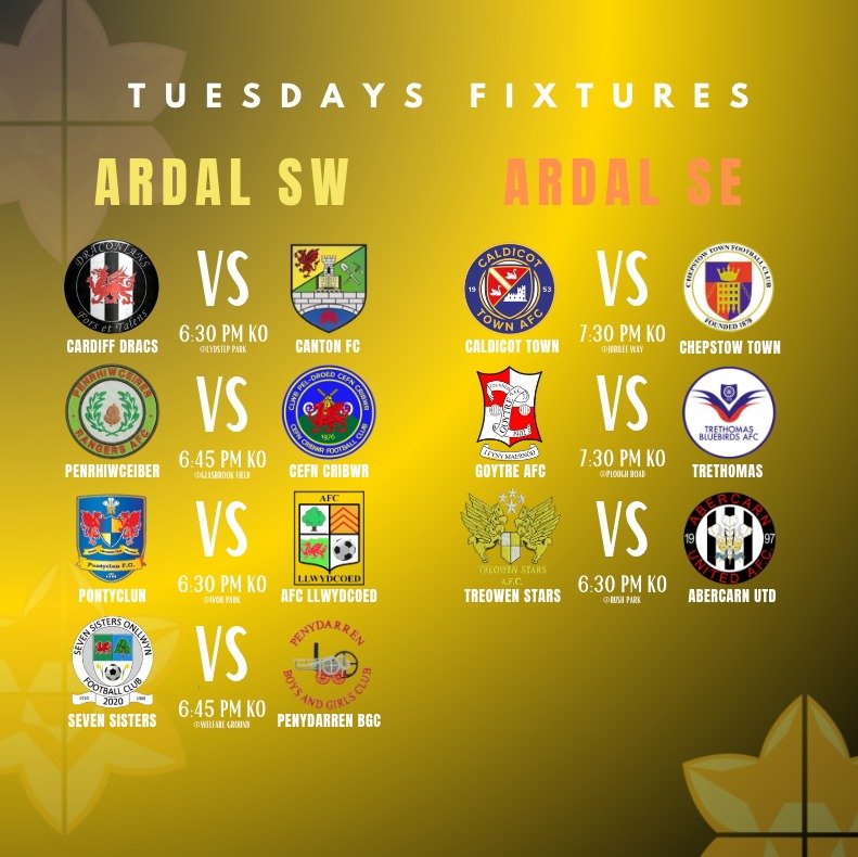 Tuesday Nights Fixtures @ArdalSouthern