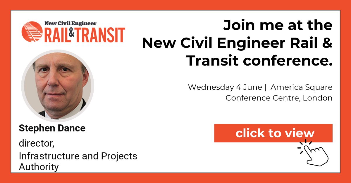 We are pleased to announce Stephen Dance, director, @ipagov as a speaker at the NCE Rail and Transit conference. View the full programme today, and book before May 3 to save £100 on your ticket. rail.newcivilengineer.com/2024/en/page/p… #NCERailandTransit