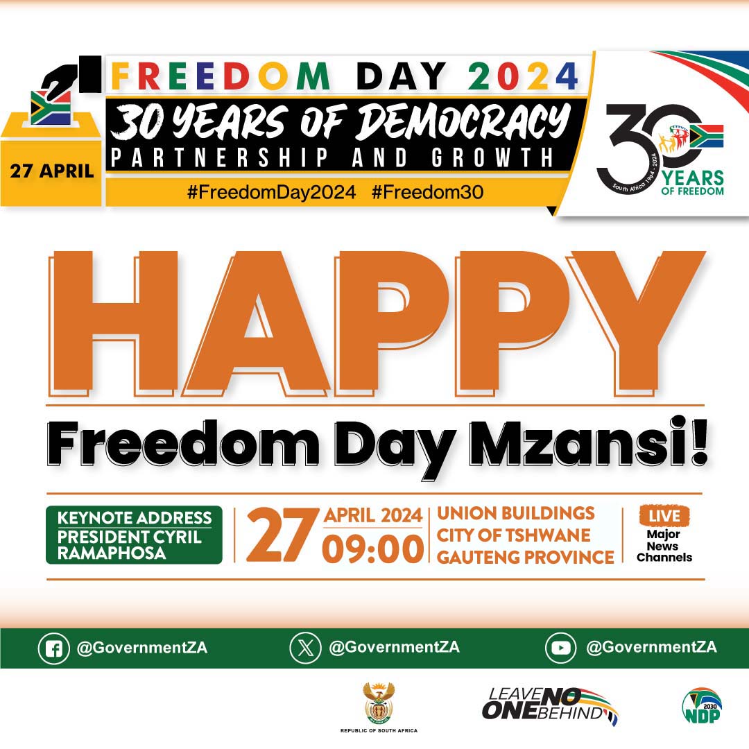 #FreedomDay
#SouthAfrica30
#Freedom30