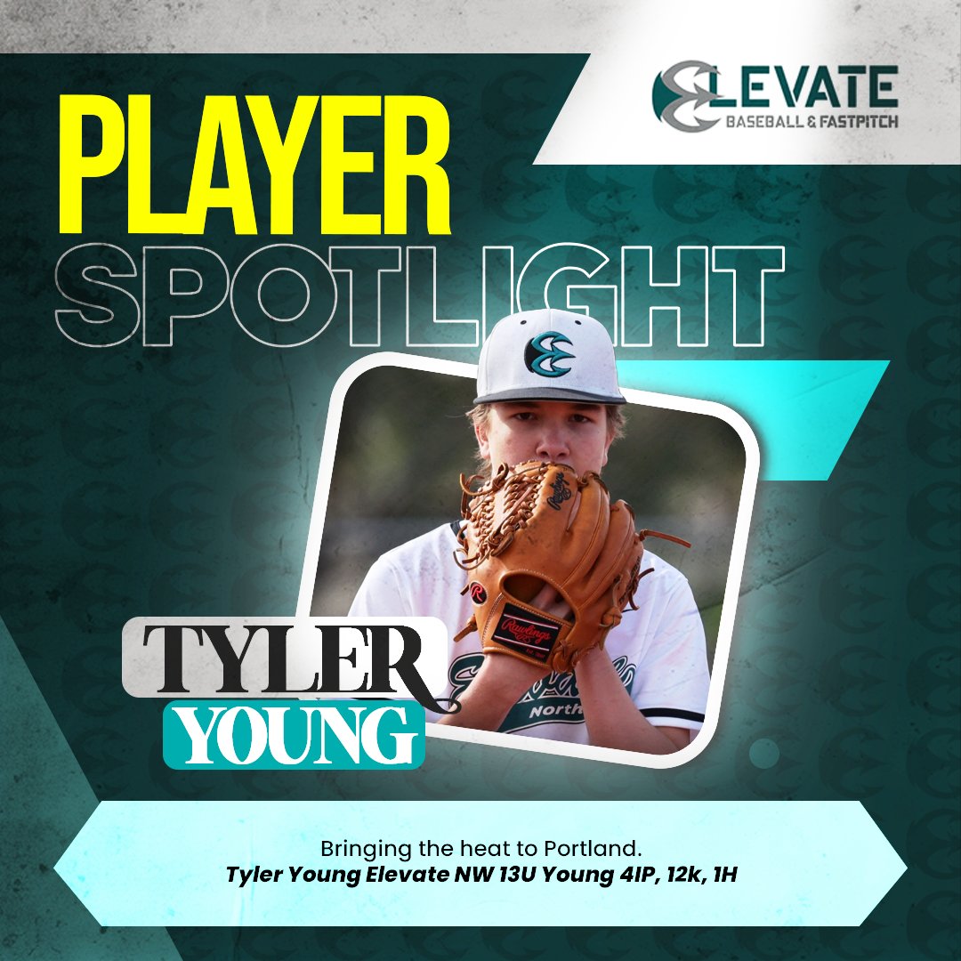 Bringing the heat to Portland! Tyler Young Elevate NW 13U Young went 4IP allowing just one hit and punching out 12!
