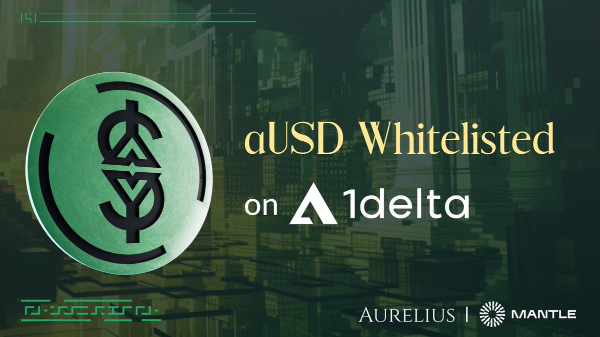 $aUSD has been whitelisted for swaps on @1deltaDAO on @0xMantle.

1delta is designed to provide you with a single interface for simple swaps and more complex trading strategies.

🔗: app.1delta.io/swap