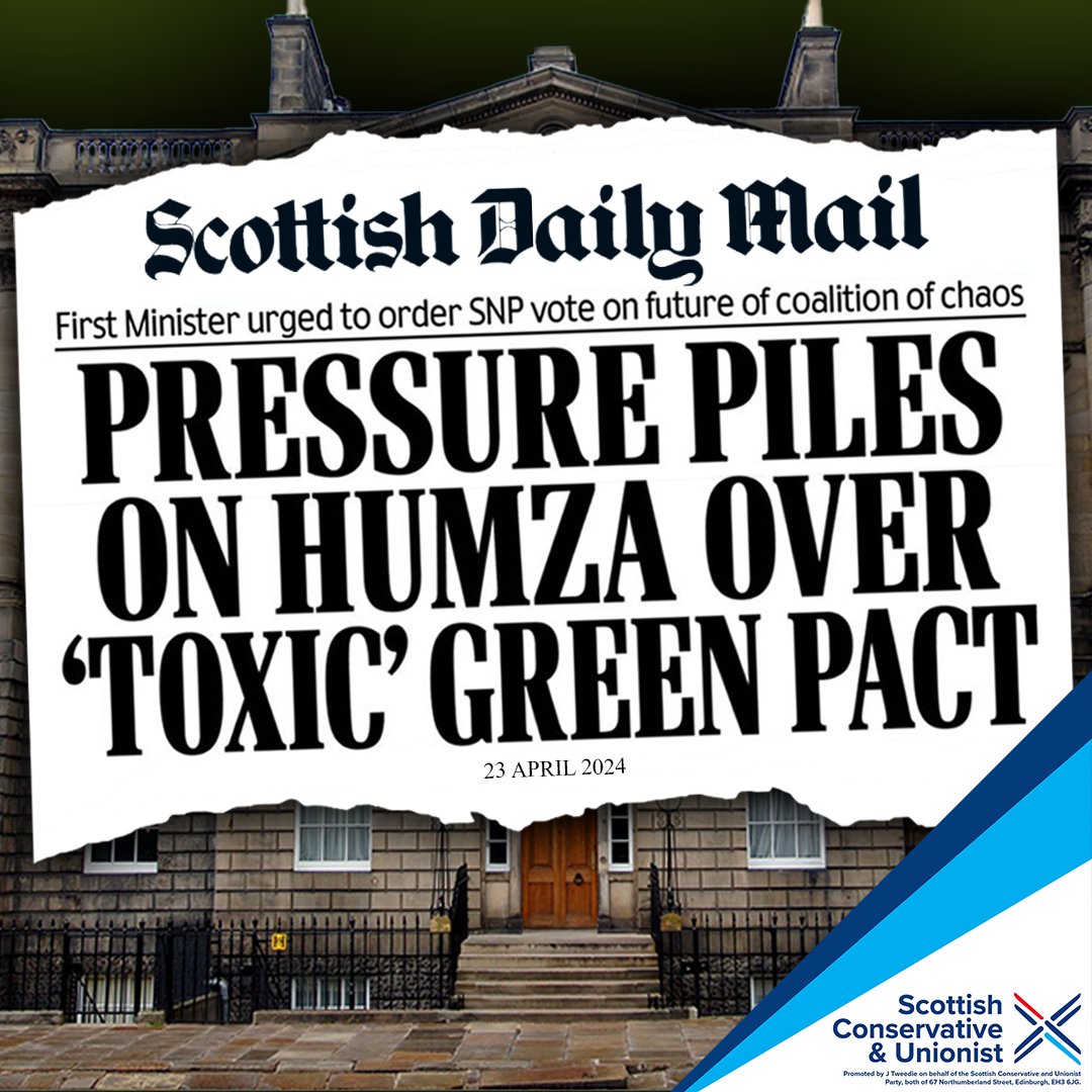 🗞️ The coalition of chaos between the Greens and the SNP has been nothing short of a disaster for Scotland. Humza Yousaf must now take action and end this toxic agreement.