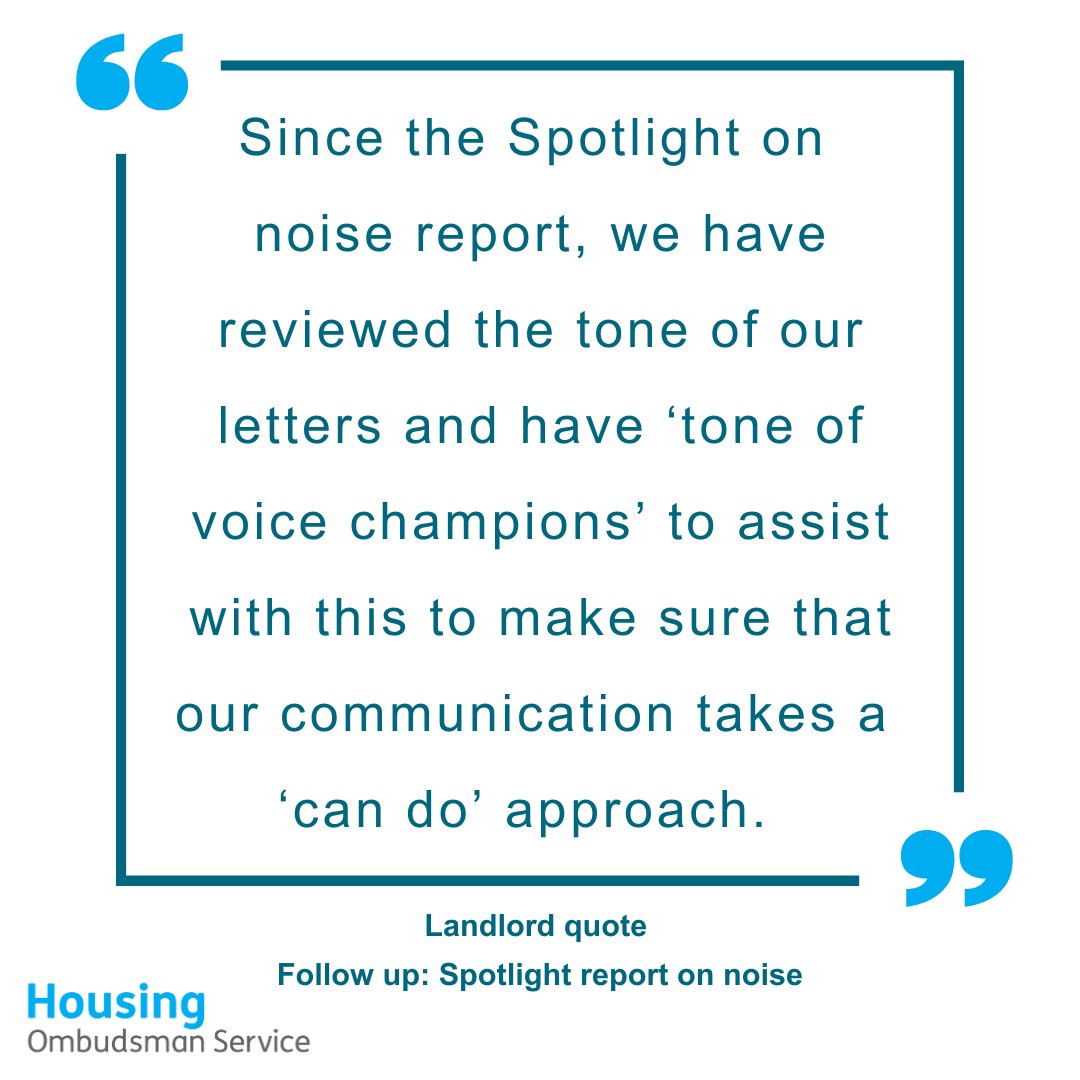 In our Follow up report on noise, 29% of landlords have made changes to their language and communication as a result of our recommendations. Changes include: - shift in language - staff training - working with residents View the full report: tinyurl.com/4ys7wfbu #ukhousing