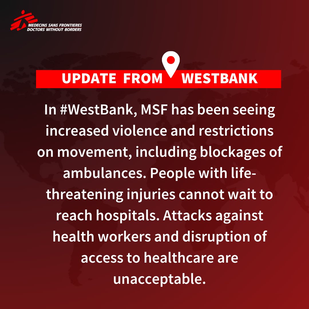 #WestBank: A 3-day incursion in Tulkarem and Nur Shams refugee camp ended the morning of April 21. “An MSF-trained paramedical volunteer was shot in the leg while on duty. Due to the hostilities, it took him 7 hours to reach the hospital,” Itta Helland-Hansen, @MSF coordinator.