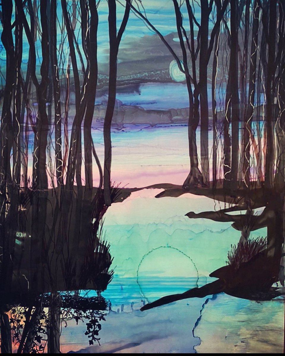 Reflections. Alcohol Inks and Windsor and Newton Ink. #ArtistOnX #INK #contemporaryart #painting