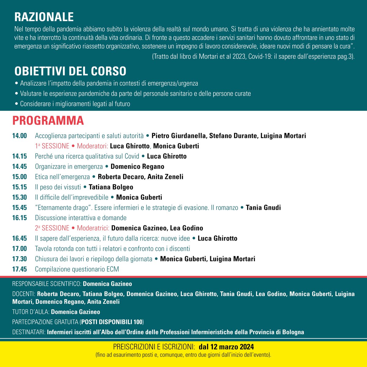 Venerdì 3 maggio, dalle ore 14 alle 18 presso il @savhotel, è il programma il corso “𝐈𝐥 𝐬𝐚𝐩𝐞𝐫𝐞 𝐝𝐚𝐥𝐥’𝐞𝐬𝐩𝐞𝐫𝐢𝐞𝐧𝐳𝐚”, sui nuovi modi di pensare la cura partendo dalla difficile esperienza pandemica. Leggi la news completa: ordineinfermieribologna.it/2024/il-sapere…