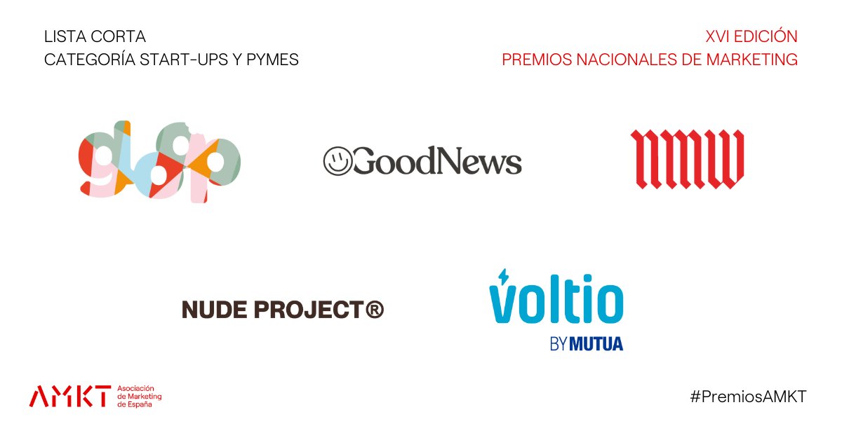 <a href="/renatodelbino/">Renato Del Bino</a> <a href="/Nort3_/">Nort3</a> Finalistas en la categoría #Startups y #Pymes:

🔻#Gloop
🔻 #GoodNews
🔻 <a href="/quieronmw/">No Mames Wey</a>
🔻@NudeProject_
🔻<a href="/voltiobymutua/">Voltio</a>

#PremiosAMKT | <a href="/HavasMediaGroup/">Havas Media Group</a> | <a href="/Kyndryl/">Kyndryl</a> | <a href="/MediaplusEqu/">Mediaplus Equmedia</a> | <a href="/TBWA_es/">TBWA\ España</a>
