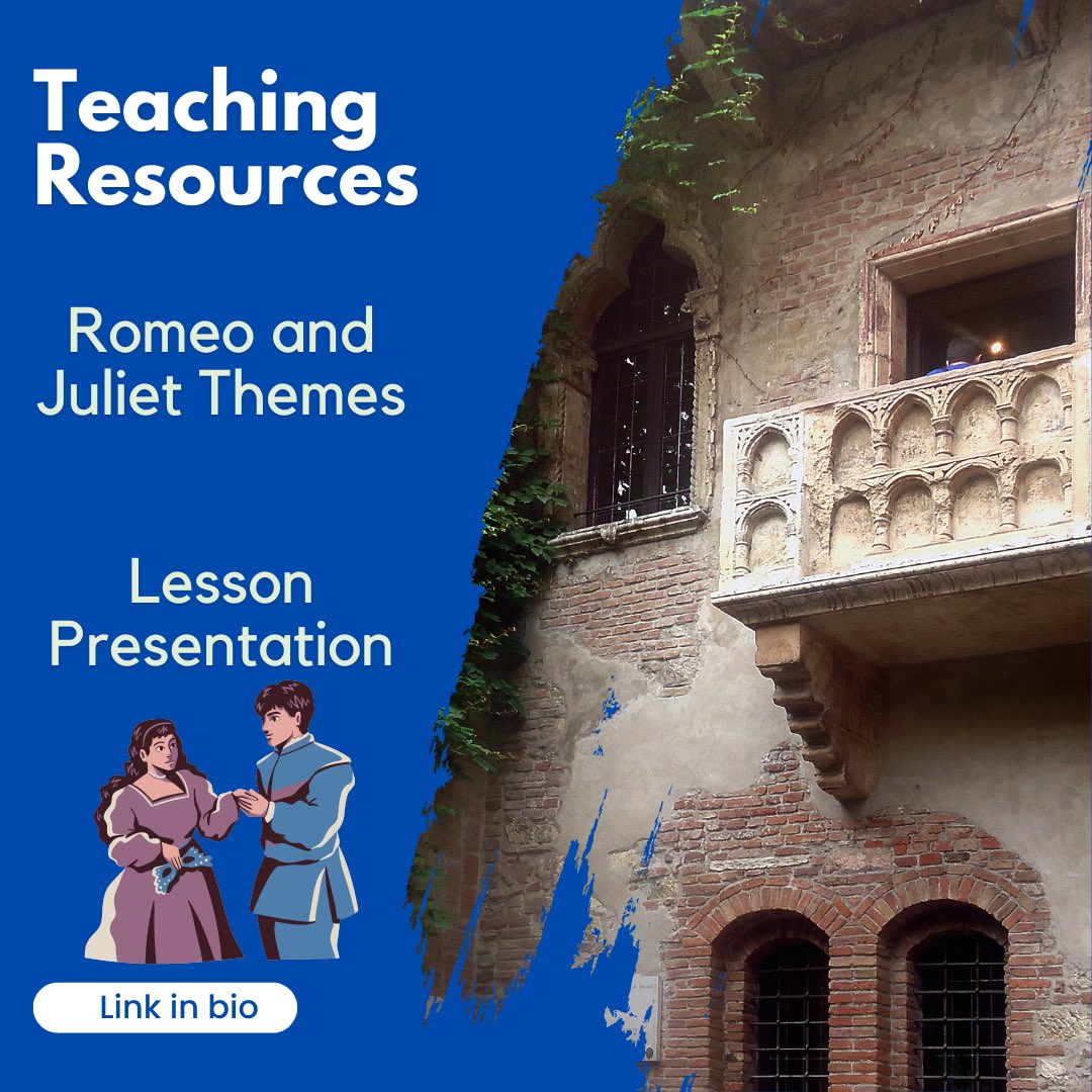 Explore the timeless themes of love, fate, and conflict with our new Romeo and Juliet Themes Lesson Presentation! 🎭 Check it out in our bio. #RomeoAndJuliet #EnglishLiterature #TeachingResources