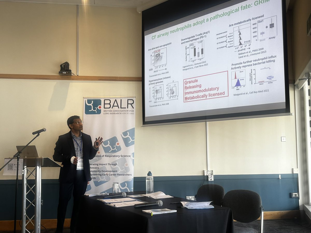 A tour de force of GRIM neutrophils in #CysticFibrosis. Absolutely fantastic talk from Rabindra Tirouvanzium #balr2024 #balrdundee