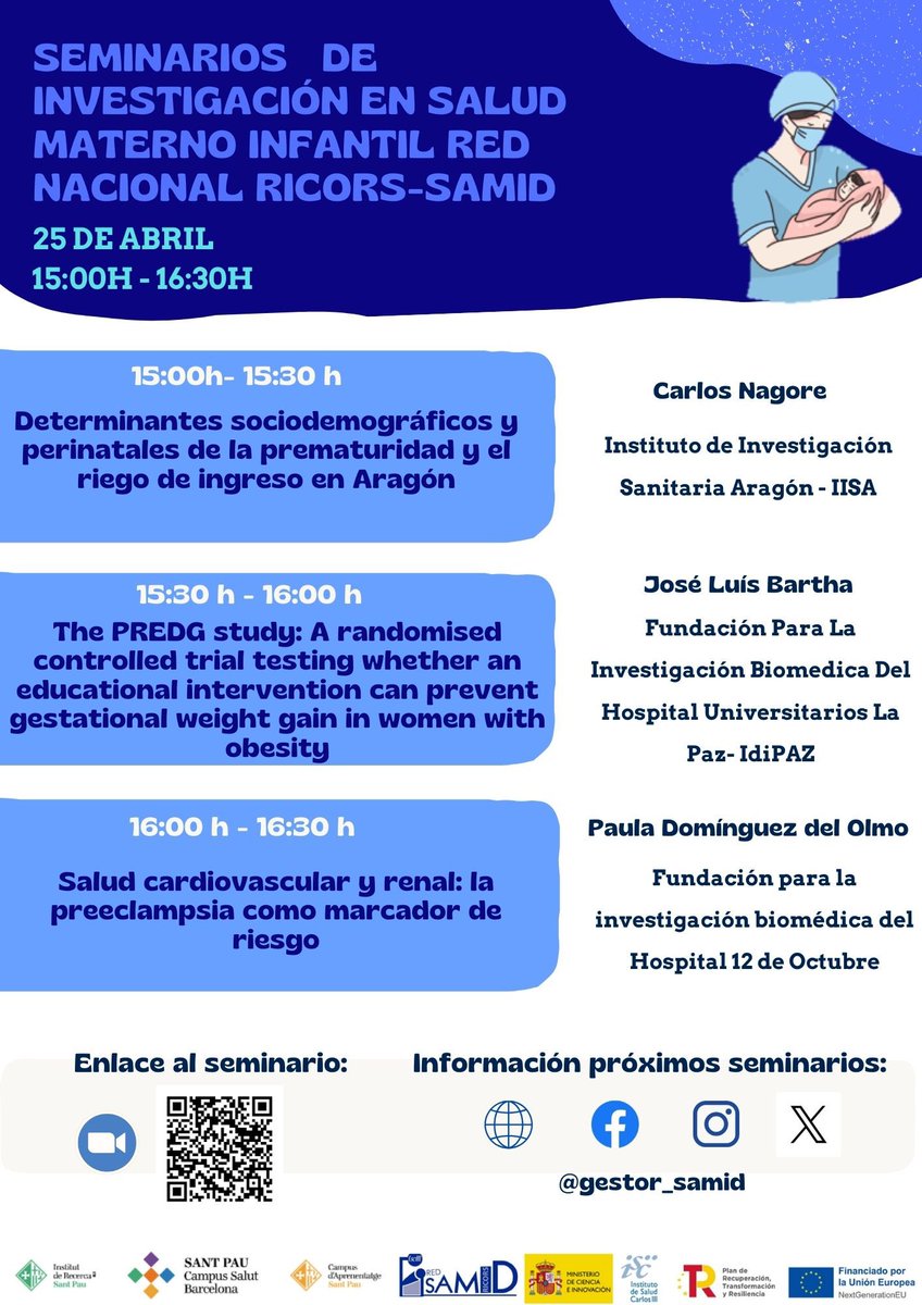 SEMINARIOS INVESTIGACIÓN RICORS-SAMID 2024 Vuelven los seminarios de formación de la Red este próximo jueves 25 de Abril de 2024. La sesión se realizará en línea a través de la plataforma ZOOM y será grabada