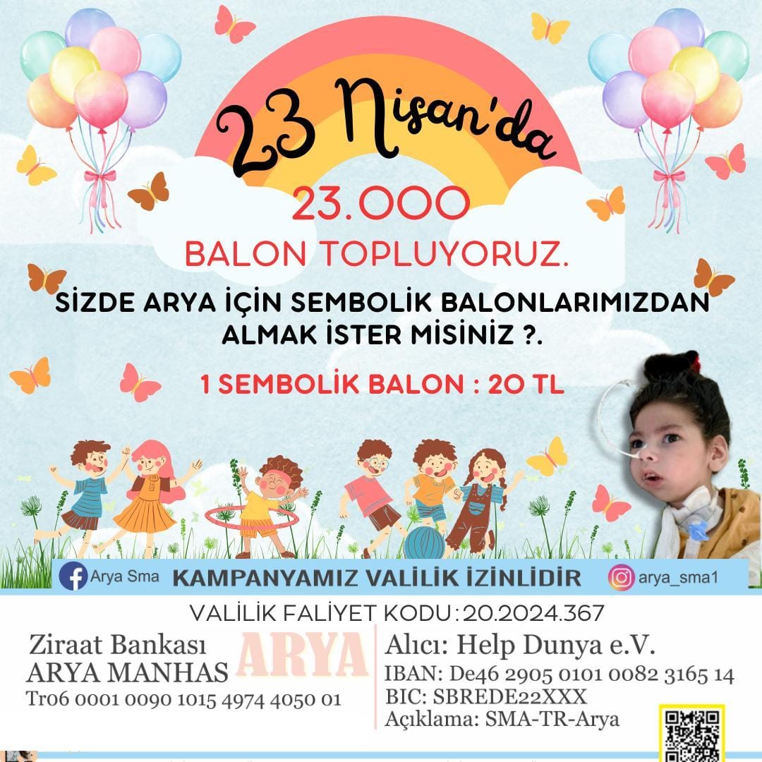 23 Nisan Kutlu Olsun. 🎈Arya'nın çocuk bayramını kutlamak için sembolik balonlar topluyoruz. 1 Balon 20 TL. Destek olur musunuz? #23Nisan2024 #23Nisan1920 #23NisanÇocukBayramı #AliKocİstifa #feynec #DeadpoolAndWolverine #Crypto #Taiwan #BeşiktaşınMaçıVar