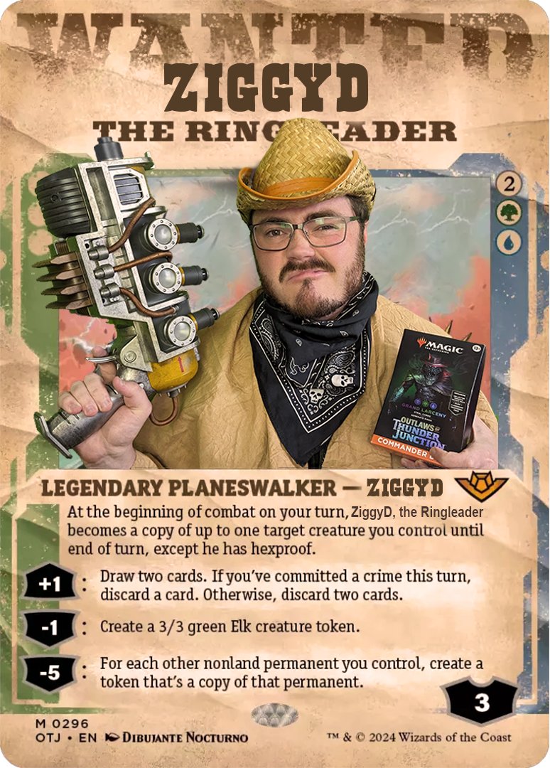 Keep an eye out for the outlaw below, word is tomorrow evening he'll be squaring off against the rest of the Oz crew in @wizards_magic Outlaws of Thunder Junction commander over spelltable! 5pm AEDT vs: @x5_PiG @RubeePlays @PandaTVoce Live On Our Streams #MTGThunder #AD