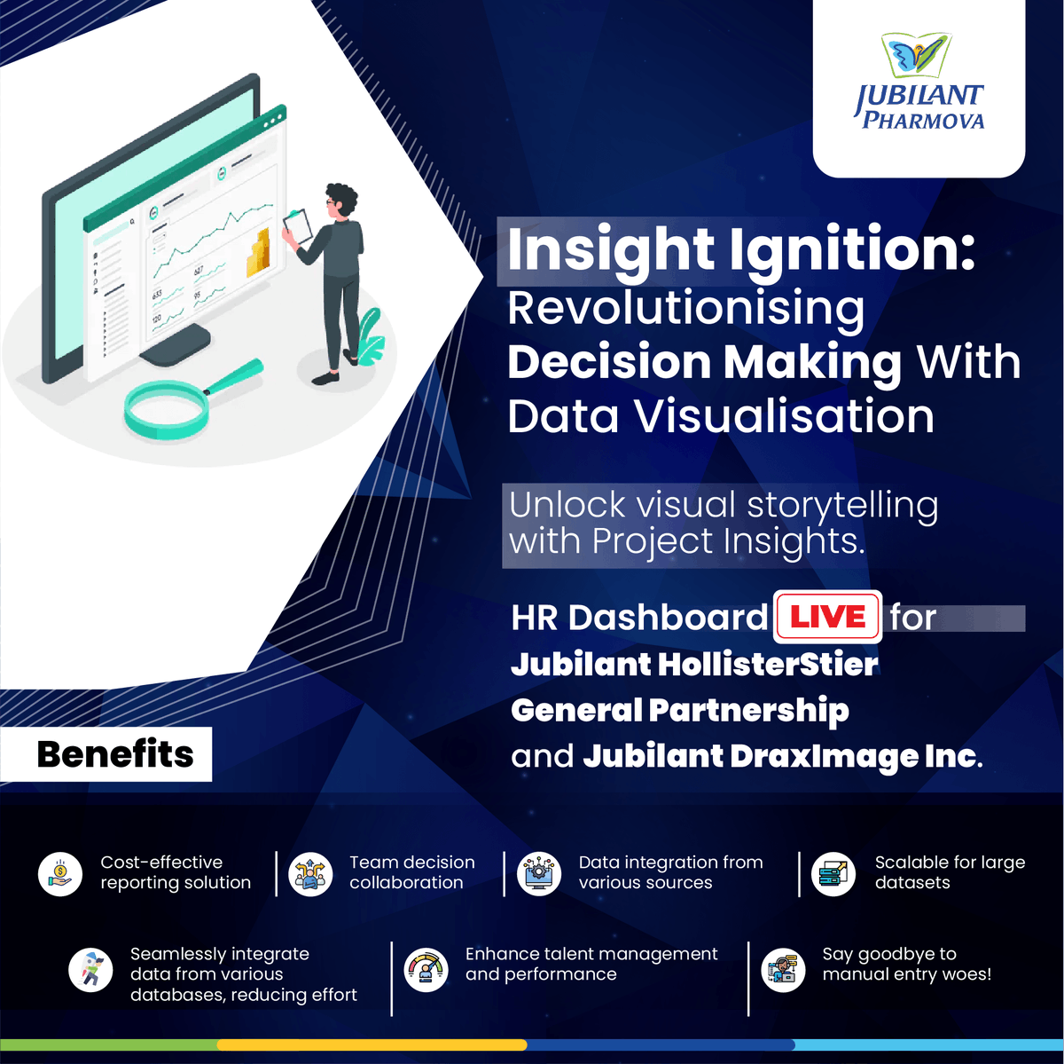 𝗜𝗻𝘀𝗶𝗴𝗵𝘁 𝗜𝗴𝗻𝗶𝘁𝗶𝗼𝗻:
Revolutionising decision-making with Data Visualisation.

The HR Dashboard is LIVE for Jubilant HollisterStier general partnership and Jubilant Draximage Inc.

#DataVisualisation #JubilantHollisterStier #JubilantDraximage #HRDashboard
