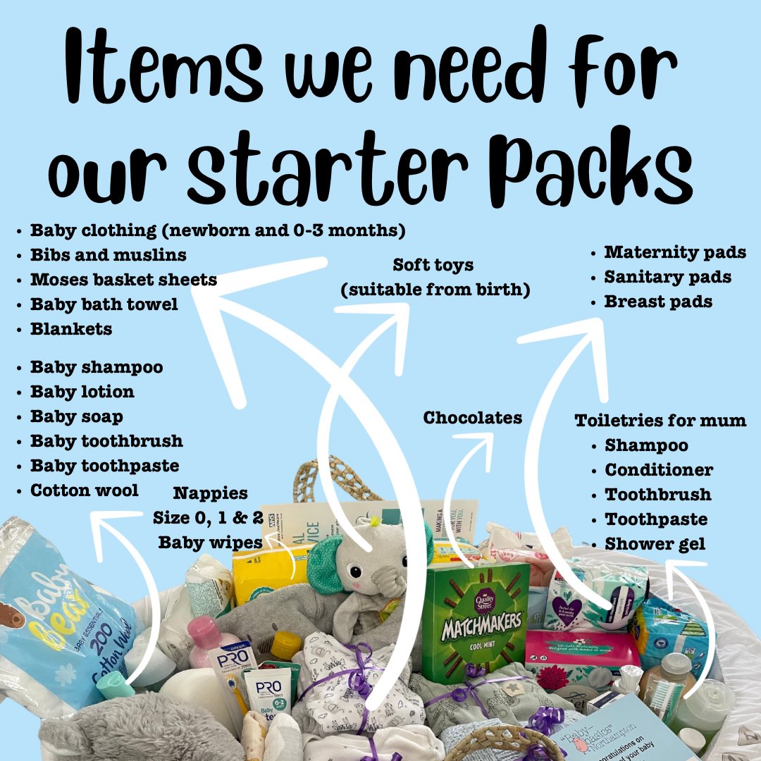 We often get asked what we’re in need of for our starter packs. These are all the items that go into one of our lovely moses baskets. And we’re currently in need of them all!