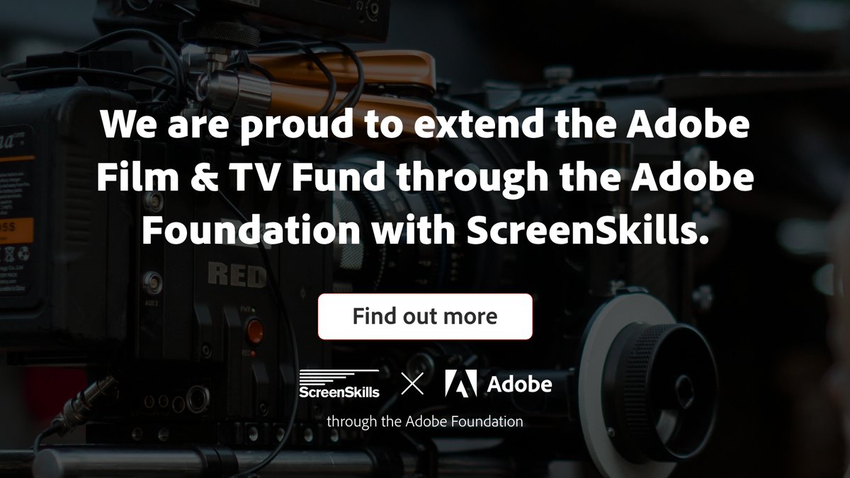 Exciting news! 🎉 We’re bringing the Adobe Film & TV Fund to the UK in partnership with @UKScreenSkills. Learn more: adobe.ly/3Jz0SrH. #Adobe #Diversity #Careers