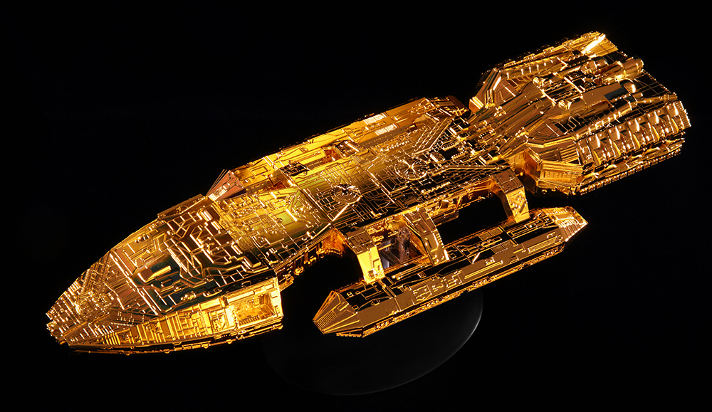 MasterReplicas_'s tweet photo. We've got two gold Battlestar Galactica ships on sale on Thursday 25th April - both from the 1978 series!

They are limited edition, and there are only 500 pieces of each. https://t.co/o2uTpGKGiB