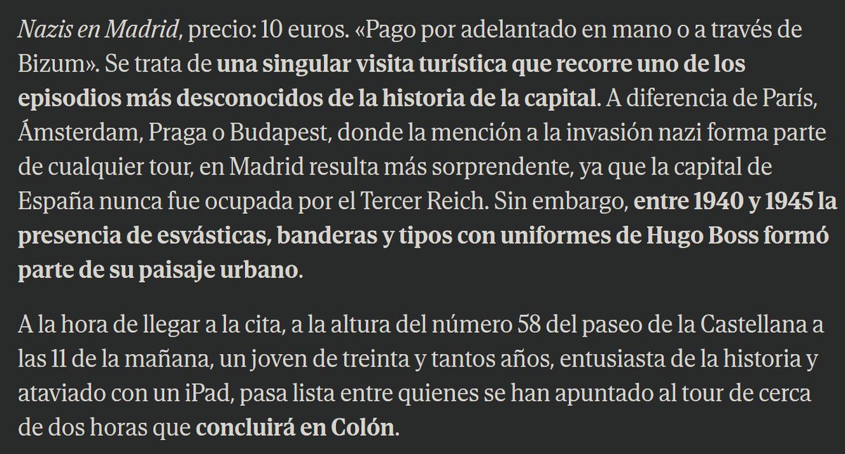 El 'periodista' Daniel J. Ollero, de @elmundoes cuela a un fotógrafo en mi visita 'Nazis en Madrid' para luego publicar un artículo sin decirme absolutamente nada. En el artículo no me menciona en absoluto y me describe como 'un joven de treinta y tantos años'. SIGO👇