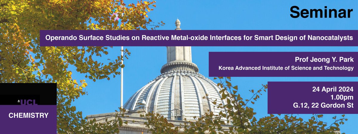 Join us tomorrow for our Materials for the Future Research Theme Seminar to hear Prof. Jeong Y. Park from KAIST on ‘Operando Surface Studies on Reactive Metal-oxide Interfaces for Smart Design of Nanocatalysts’. Location: G.12, 22 Gordon St (formerly Wates House) 13:00-14:00.