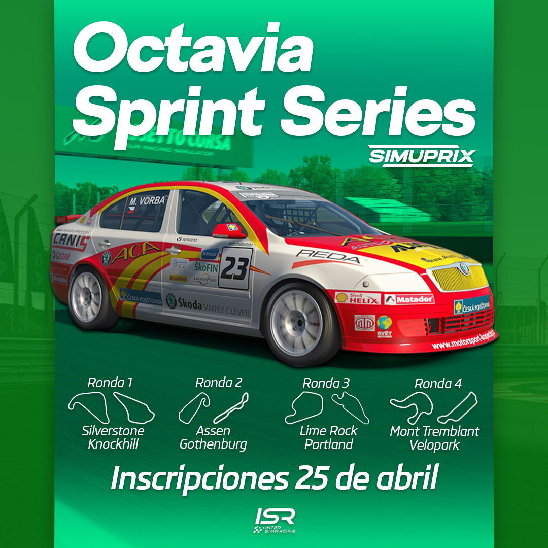 ❤️‍🔥 ¡VUELVE LA COMPETICIÓN A SIMUPRIX!

Presentamos la Octavia Sprint Series, un campeonato con la mítica berlina checa, dos circuitos de puro show por ronda, carreras cortas y setup fijo.

¡Esta semana tendremos todos los detalles!

🗓️ Inscripciones 25/04, primera ronda 15/05.