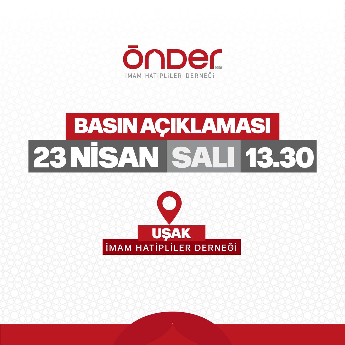 ‼️Basın açıklamasına davet Son yapılan yerel seçimlerle göreve gelen Uşak Belediyesi’nin ilk icraatlarından biri gençlerimizin kullanması amacıyla ÖNDER’e tahsis edilen Uşak İmam Hatipliler Derneği (UŞİMDER) binasına izinsiz girerek kapı kilitlerini değiştirmek olmuştur.