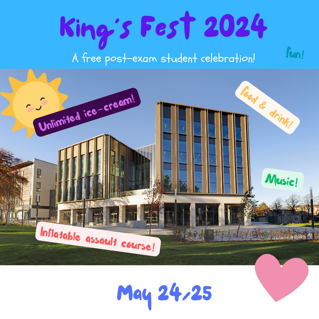 King's Fest 2024 is @ColSciEng's very first post exam celebration for our students. Come along and enjoy hot food, an inflatable assault course, music and unlimited ice-cream! 24/25 May - booking required, more info: edin.ac/kingsfest