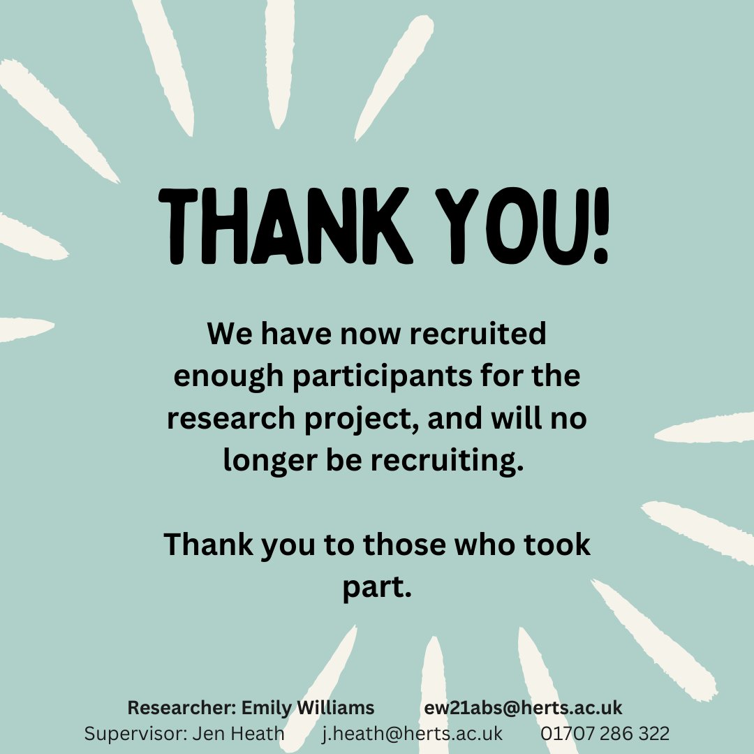 A huge Thank You to those who took part in the study, your time and energy is greatly appreciated.

The findings of the study will be shared on this account.