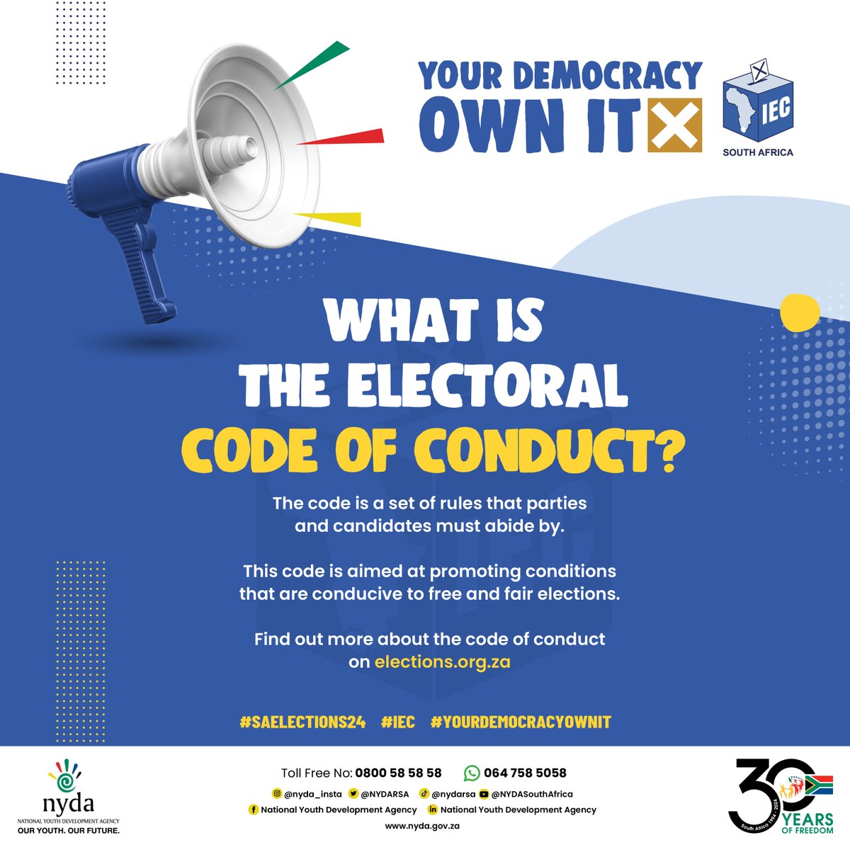 🗳️ Wondering about the electoral code of conduct? It's basically the rulebook for parties and candidates during elections, ensuring fairness and transparency. Check out more details on elections.org.za! Let's keep our elections free and fair! #ElectionEthics