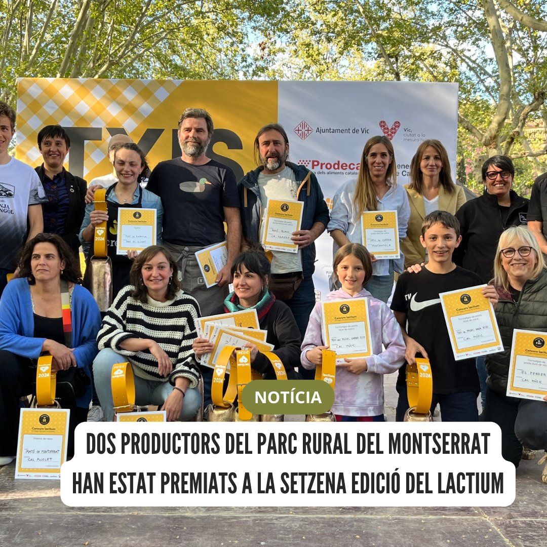 ParcRuralM's tweet image. 📢  Dos productors del #ParcRuralMontserrat han estat premiats a la setzena edició del Lactium  

Enhorabona @calpujolet #FormatgeriaLaFrasera 🧀🏅
--- 
#Lactium #Vic #FestaFormatgeCatalà2024 #Catalunya #Mató #FormatgeCabra