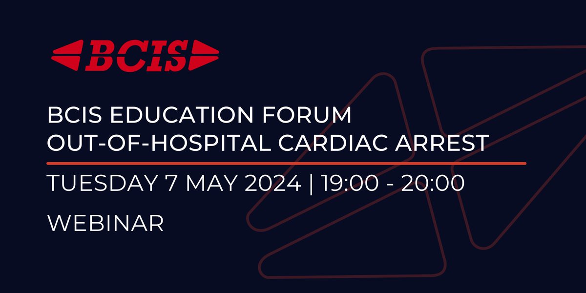 Two weeks until the next BCIS Education Forum, focusing on Out-of-Hospital Cardiac Arrest with @drR_Simpson, @DrKeeble and @DrNileshPareek! Topics include Update in Evidence, MIRACLE2 Score and BCIS OOHCA Pathway BCIS members, register here: millbrook-events.co.uk/BCISOOHCA #OOHCA