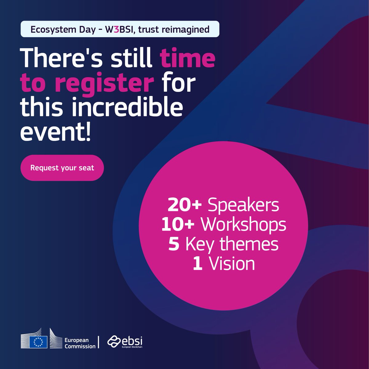 EU_EBSI's tweet photo. ⏰ Only two weeks left until 'EBSI Ecosystem Day - W3bsi, trust reimagined' at SPARKS, Brussels! Secure your spot to redefine trust with the best in Web3. #W3BSI #Blockchain #Web3  

👇 Check out our website: 
https://t.co/JbUTd4LGyA https://t.co/kKGA11waI7