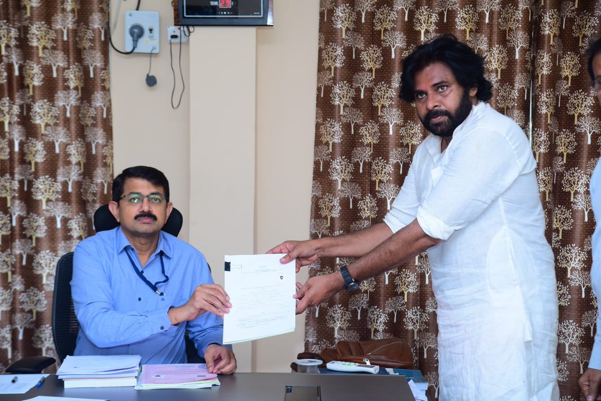 Pawan Kalyan files nomination from Pithapuram constituency.