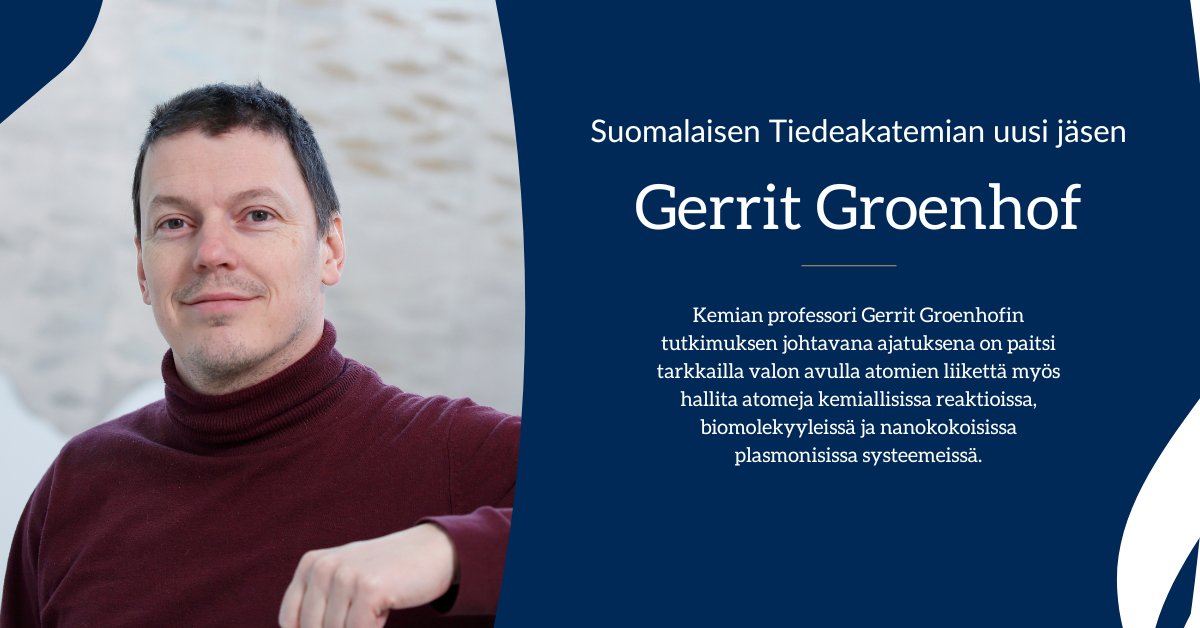 Onnea Gerrit! Kemian professorimme Gerrit Groenhof on kutsuttu Suomalaisen Tiedeakatemian uudeksi jäseneksi. Uudet @Tiedeakatemia'n jäsenet edustavat laajalti suomalaista tieteen kenttää. Jäsenyys on elinikäinen. ⏩ r.jyu.fi/Fs8 @uniofjyvaskyla #Tiedeakatemia