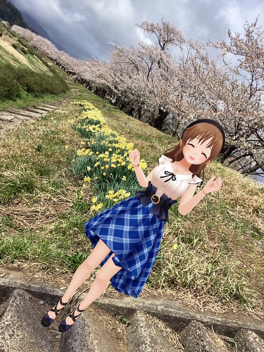 秋田県仙北市角館町の桧木内川堤で満開の桜と愛梨さん2
#十時愛梨
#デレスポAR