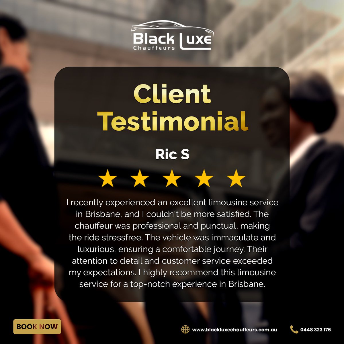 Client Testimonial Black Luxe Chauffeurs Brisbane.

Visit Our Website: blackluxechauffeurs.com.au
.
.
.
.
.
.
.
.
.
.
.
.
#blackluxechauffeurs #brisbane #luxurytravel #luxurytransfers #airporttransfer