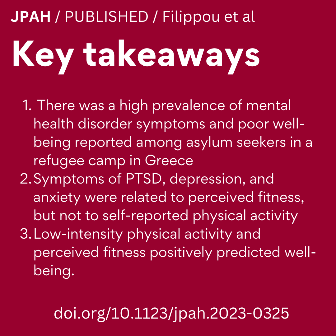 Even in the hardest of times, and harshest of environments, #physicalactivity plays a foundational role in maintaining both mental health & overall well-being #Refugeecamp #MentalHealthMatters 

doi.org/10.1123/jpah.2… 

Currently 🆓 to read