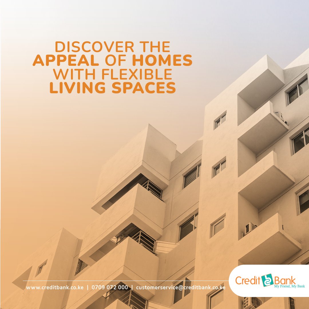 Adapt to modern living with versatile properties. Stay ahead in real estate by investing in flexible spaces. Start your journey with us today: call 0709 072 000 or email customerservice@creditbank.co.ke. 

#RealEstateInvestment #YourFriendYourBank