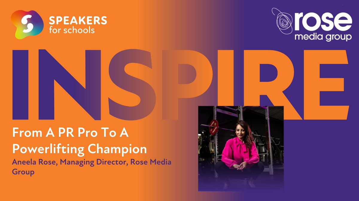 rosemediagroup's tweet photo. Delighted to share that our Head Rose @AneelaRose is delivering an inspiring broadcast to schools with @speakrs4schools on Monday 13th May at 10am. 

Excited about this one!

#futuretalent #inspiring #motivationalspeaker #StudentSuccess #futuregenerations https://t.co/4dTf2WckZU