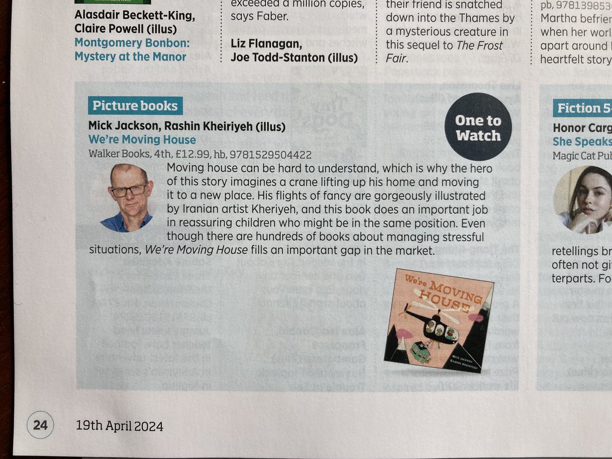 Me and Rashin Kheiriyeh have a picturebook, 'We're Moving House', out in July and it's One to Watch in this week's Bookseller! (pic shows me looking 'inscrutable') @WalkerBooksUK