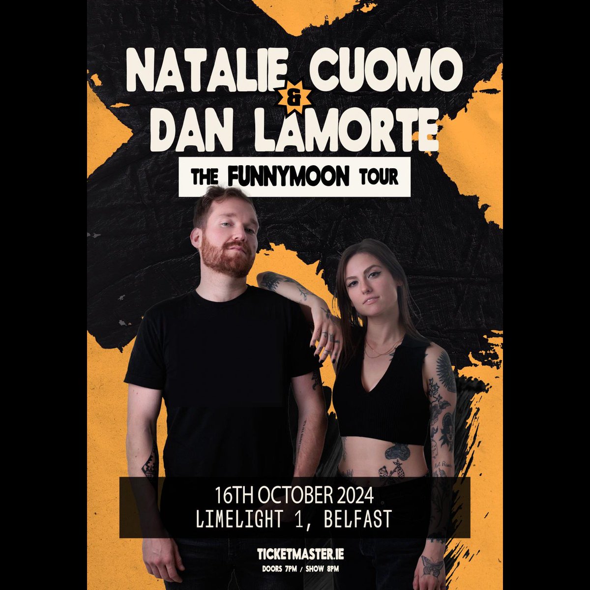 𝗡𝗘𝗪 𝗦𝗛𝗢𝗪 NYC comedians @NatalieCuomo & @DanLaMorte have announced The FUNNYMOON Tour will stop at The Limelight on Wed 16th October! 🎭 𝗦𝗜𝗚𝗡 𝗨𝗣 for pre-sale access (Wed 10am) 👉🏼 bit.ly/NCDMSignUp 𝗚𝗘𝗡𝗘𝗥𝗔𝗟 𝗢𝗡-𝗦𝗔𝗟𝗘 Fri at 10am
