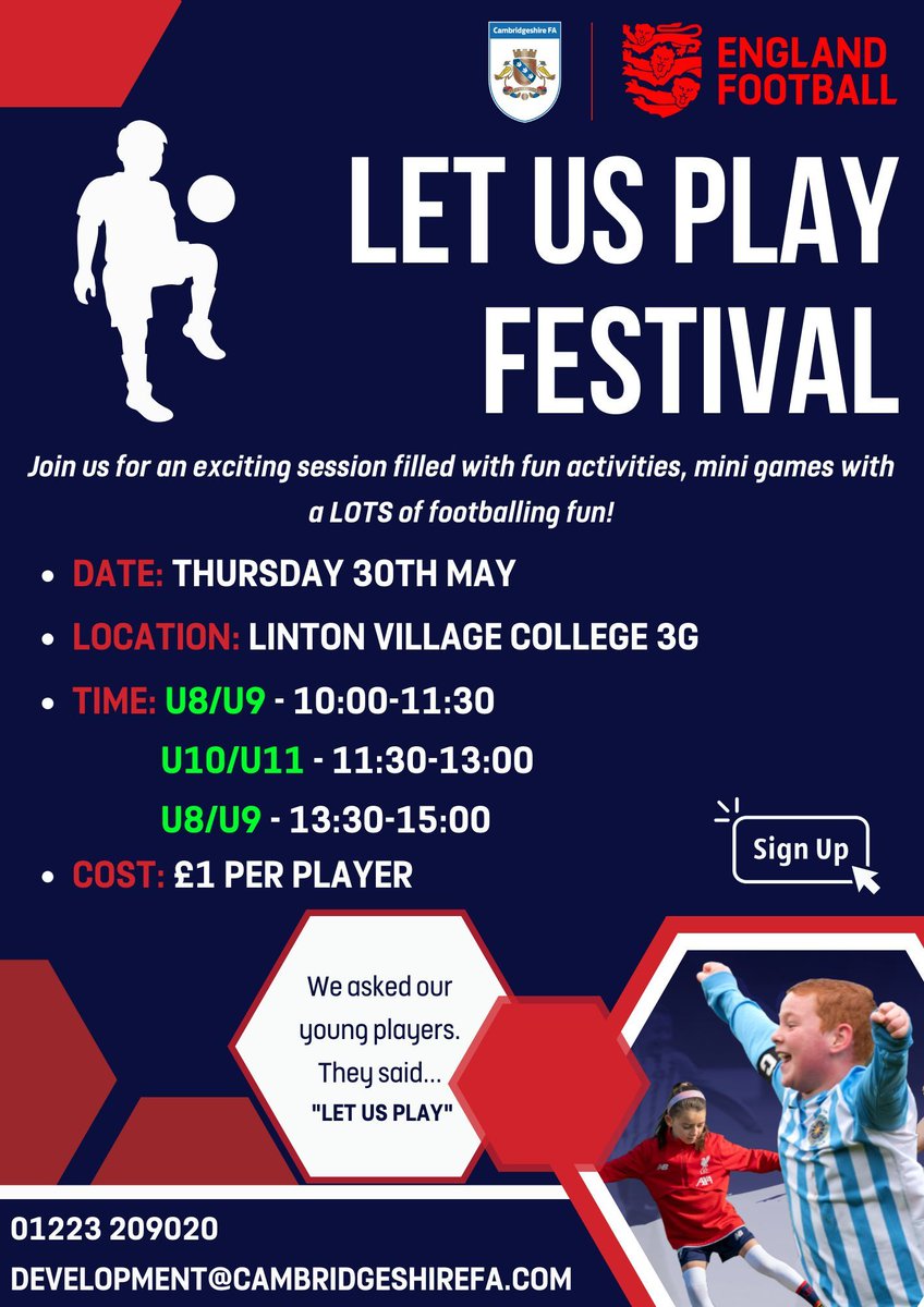 We've confirmed details of our final #LetUsPlay Festival of the season. ⚽ Join us in Linton in May for a session full of fun for children! 😀 📲 buff.ly/4dkQ7aa