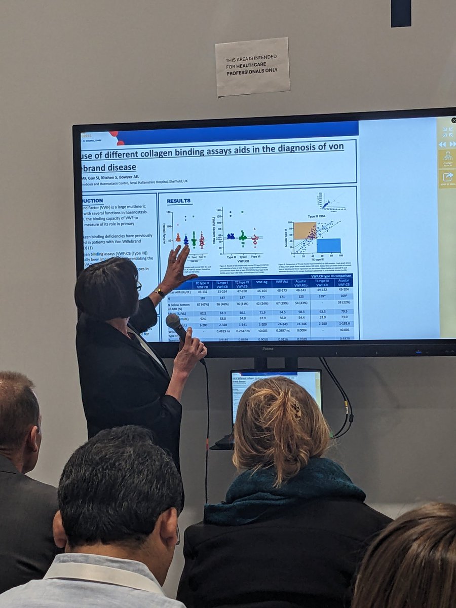 Cathy Harrison 💙 (@cathyah1980) on Twitter photo Fiona from <a href="/SheffieldHosp/">Sheffield Hospitals</a> <a href="/SheffLabMed/">Sheffield Laboratory Medicine</a> Coagulation team presenting the assay team's poster on utilisation of different collagen binding assays to determine diagnosis of VWD. Something we reflect on during our diagnostic MDTs. Well done Fiona! #WFHCongress2024 Fiona from <a href="/SheffieldHosp/">Sheffield Hospitals</a> <a href="/SheffLabMed/">Sheffield Laboratory Medicine</a> Coagulation team presenting the assay team's poster on utilisation of different collagen binding assays to determine diagnosis of VWD. Something we reflect on during our diagnostic MDTs. Well done Fiona! #WFHCongress2024