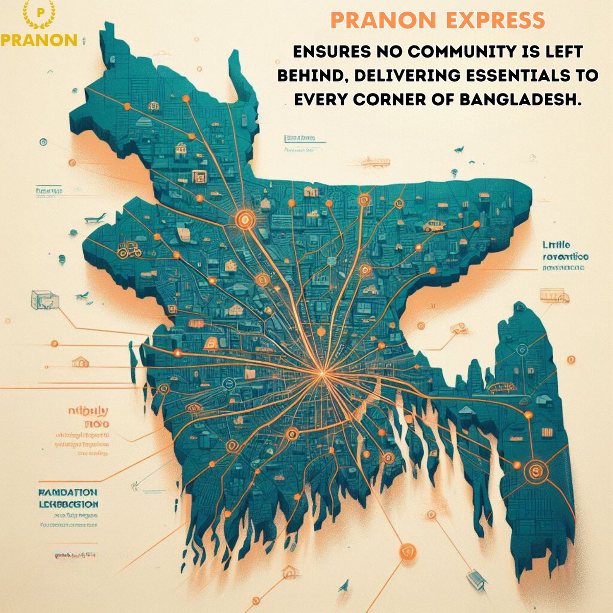 'Bridging the urban-rural divide, PRANON EXPRESS ensures that no community is left behind, delivering essential goods to even the most remote areas.' #PRANON #LastMileDelivery #CommunityConnectivity #PRANONEXPRESS #BANGLADESH