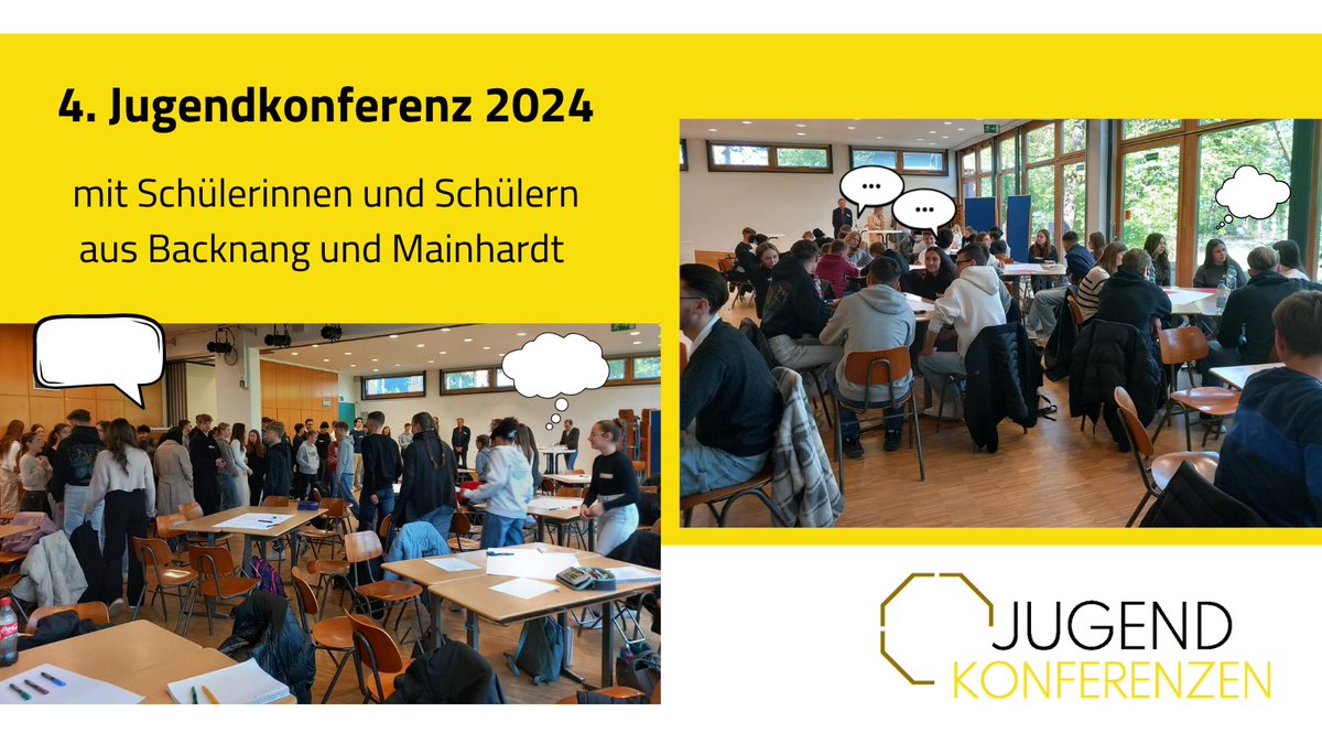 Im Moment diskutieren junge Menschen aus #Backnang & #Mainhardt über #Jugendbeteiligung, #Demokratie, #Zukunft, #KI, Sorgen, #Miteinander uvm., denn dort findet die 4. #Jugendkonferenz statt.
Mehr Infos zu Ergebnissen von Jugendkonferenzen 2023 auf km-bw.de/jugendkonferen… @KM_BW