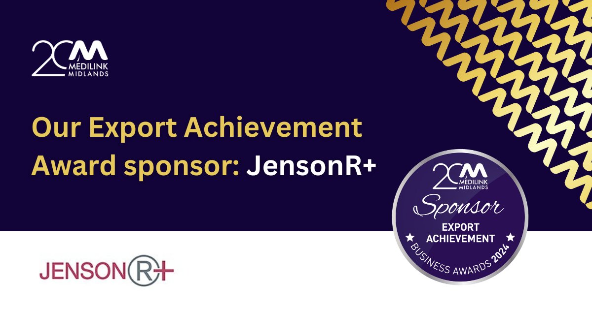 We're delighted to announce that JensonR+ are sponsoring our Export Achievement award at this year's Medilink Midlands Business Awards 🌟🏆

Find out more about JensonR+ and their decision to support the Awards here medilinkmidlands.com/medilink-midla…

#lifesciences #medtech #innovation