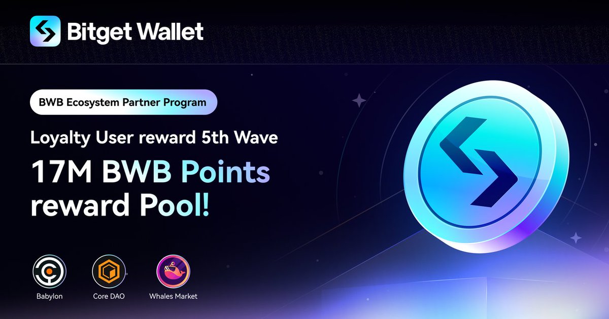 Grab your final chance 🎉 Our $BWB campaign has reached the final week! The 5th wave of the BWB Ecosystem Partner Program's exclusive loyal user reward is officially live 🤝 We've teamed up with 3 outstanding projects @babylon_chain @Coredao_Org @WhalesMarket 👉 Check if…