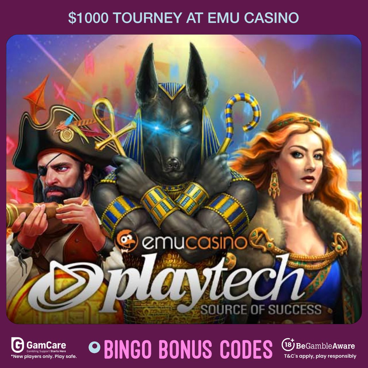 Fun tournament @emucasino Enjoy the reels of popular #playtech slots and aim for the #bonus prizes😎🤑
bingobonus.codes/bonus-codes/pr…